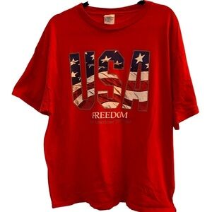 Delta Men’s USA Freedom Patriotic Red White and Blue Tee Shirt Size XL